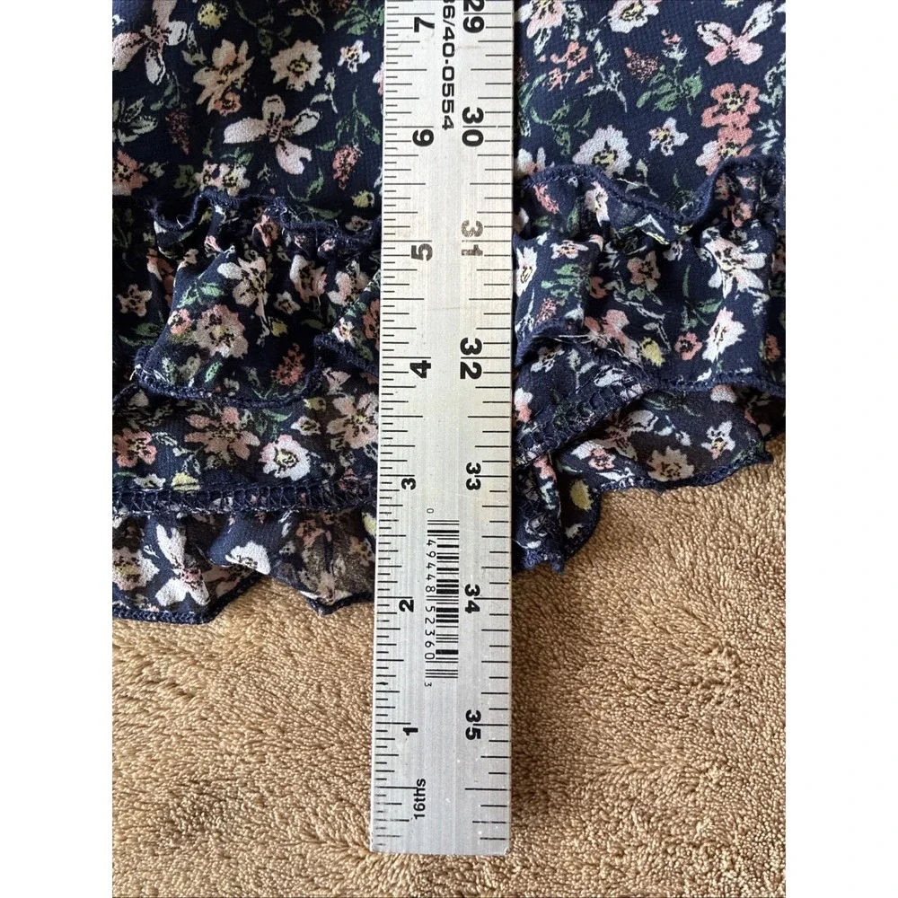 Women's Dress Size 8 Navy Floral Print Tiered Ruffles Cottagecore Romantic‎ Boho